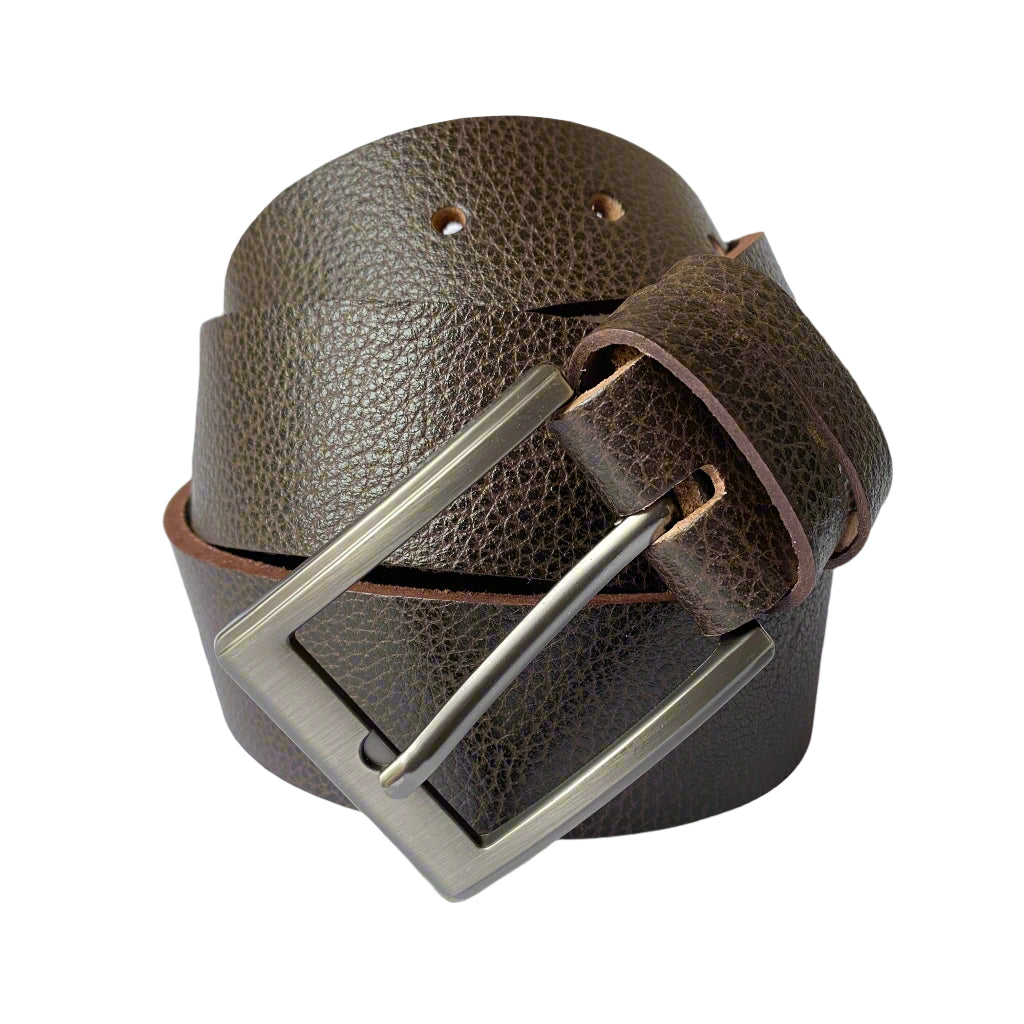 Textured Leather Belt Dark Brown