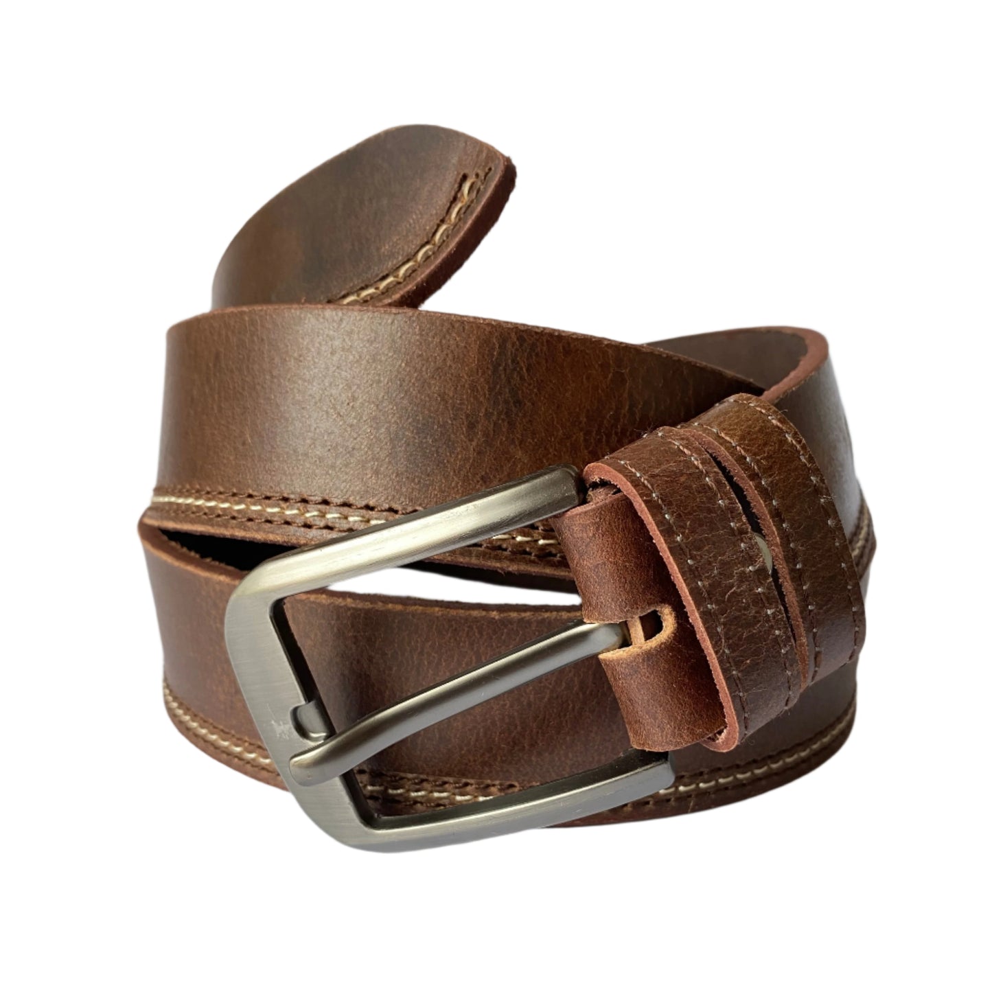 Distressed Dark Brown Leather Belt