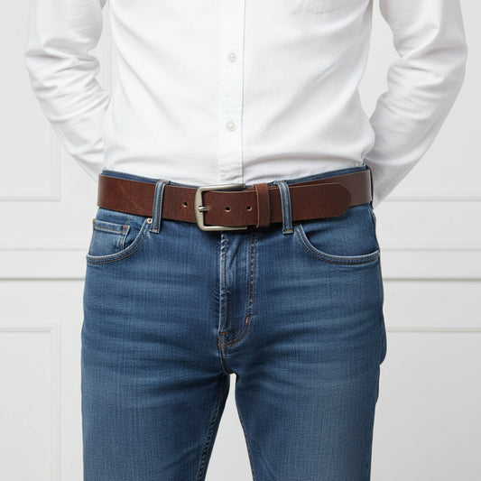 Stylish Men's Leather Belt Brown