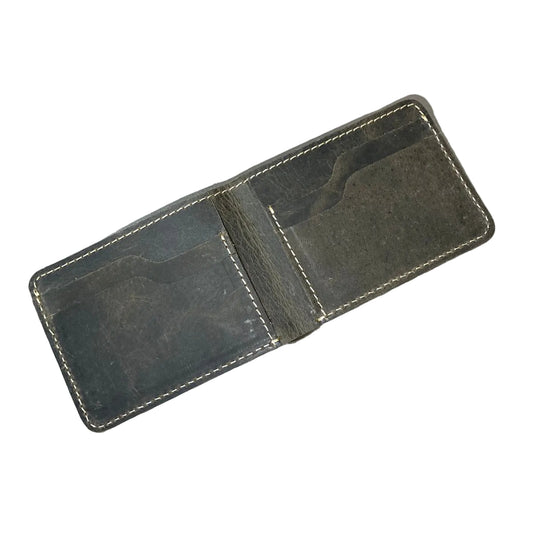 Charcoal Black Wallet Minimalist Genuine Leather Bifold Design
