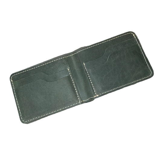 Forest Green Wallet Minimalist Genuine Leather Bifold Design