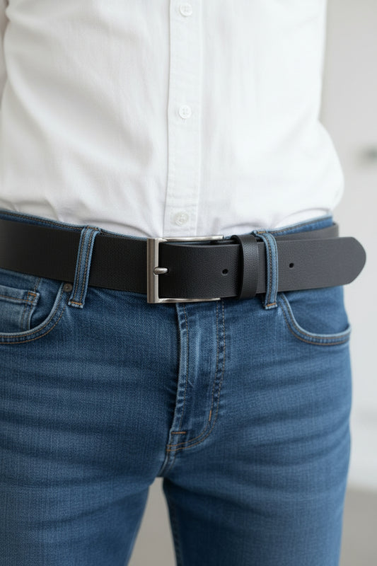 Formal Black Leather Belt