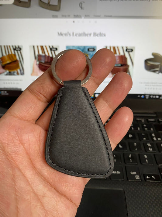 Jet Black Leather Key Ring