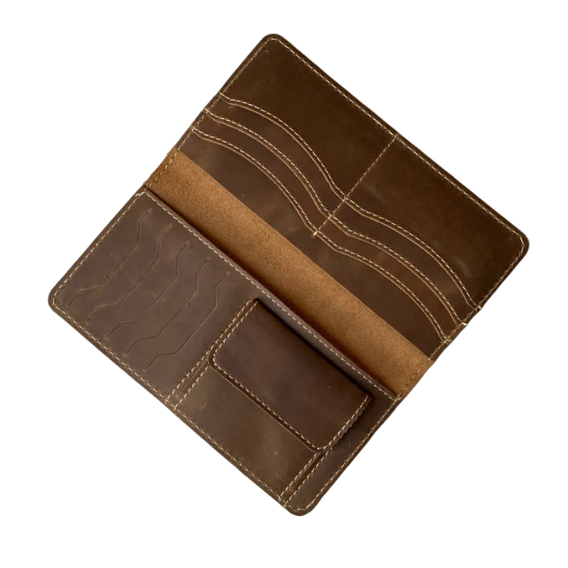 Premium Leather Long Wallet – Brown