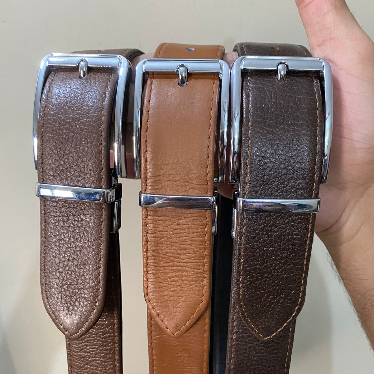 2-in-1 Reversible Premium Cow Leather Belt Black & Tan Brown