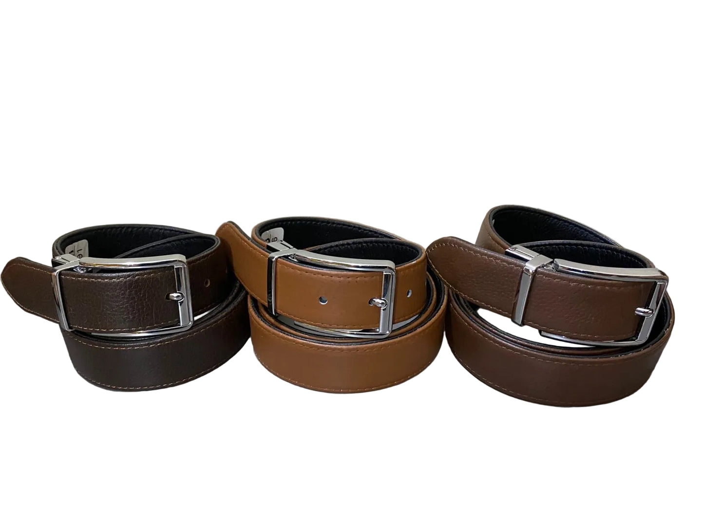 2-in-1 Reversible Cow Leather Belt Black & Dark Brown