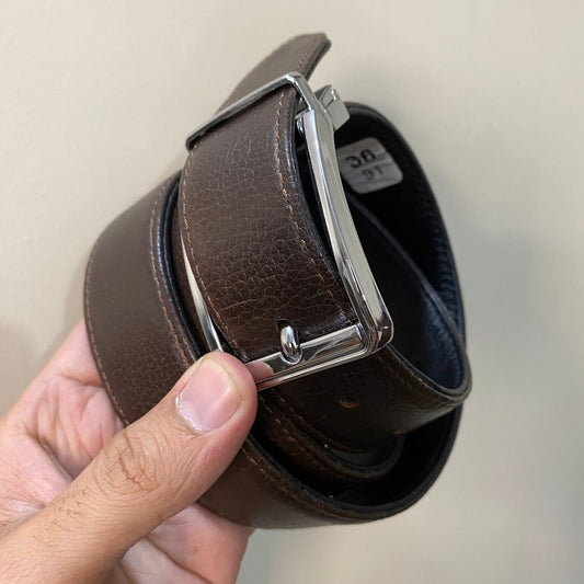 2-in-1 Reversible Cow Leather Belt Black & Dark Brown