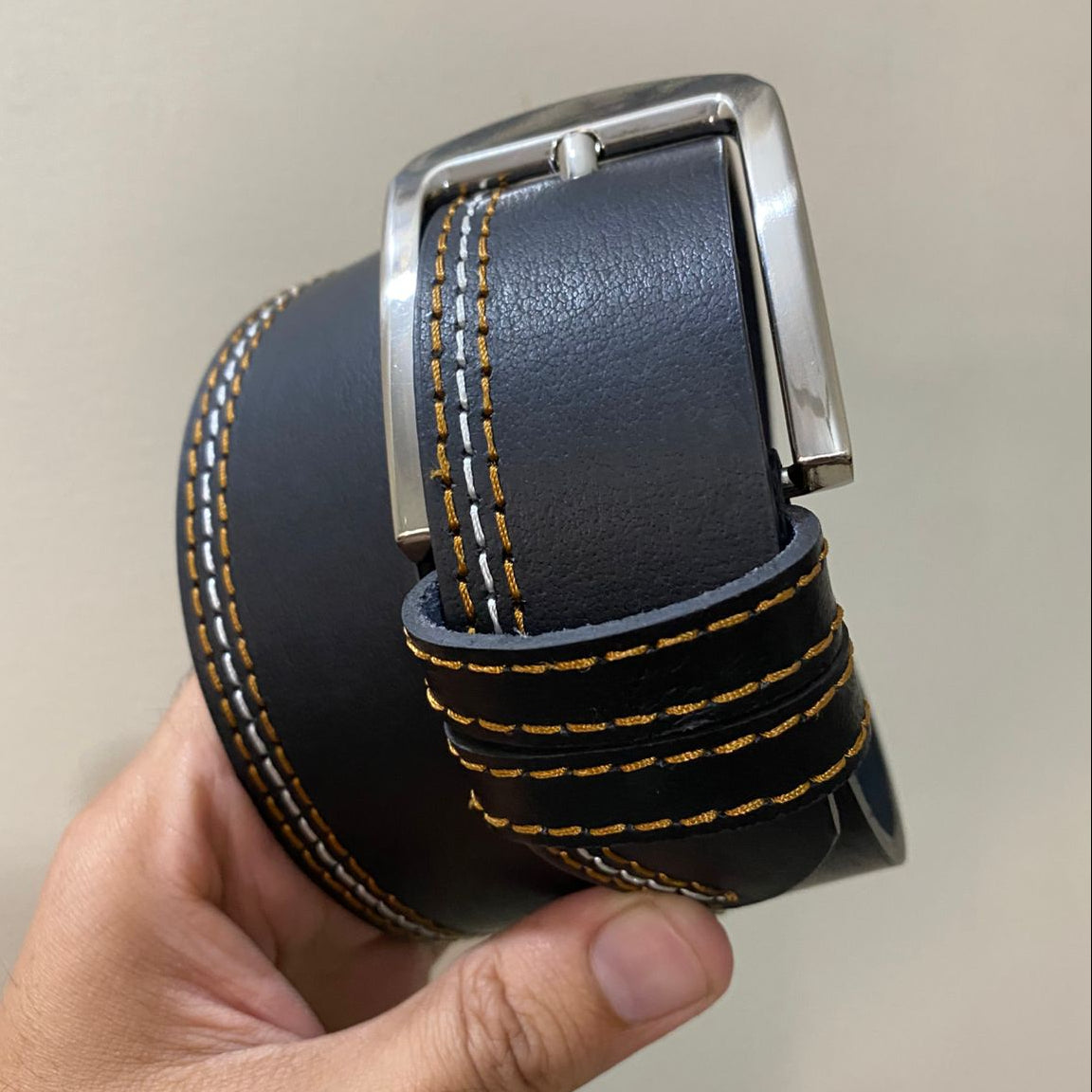Distressed Black Premium Leather Belt