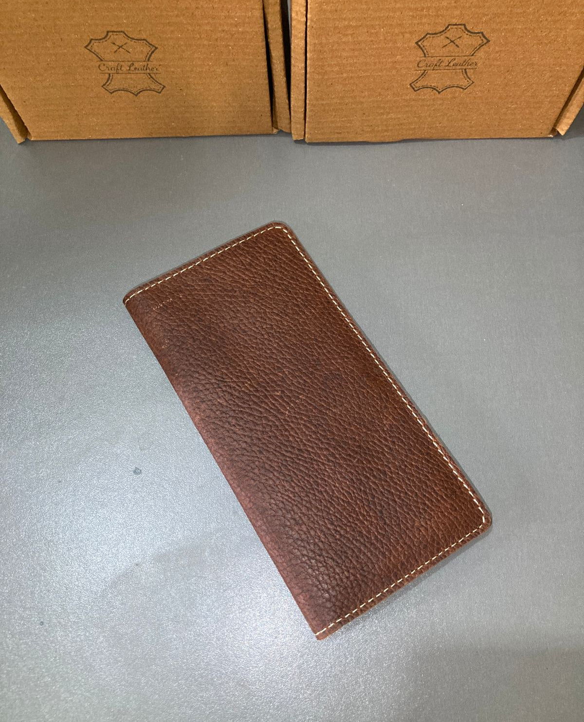 Genuine Leather Long Wallet – Tan & Brown Combo