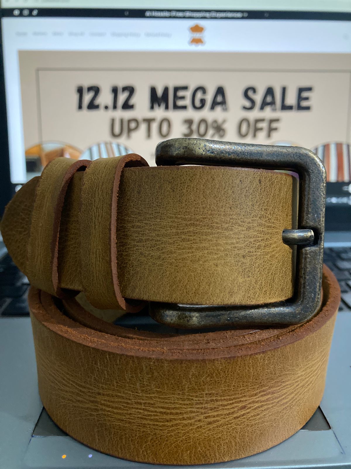 Leather Belt Strong Buckle Casual Camel