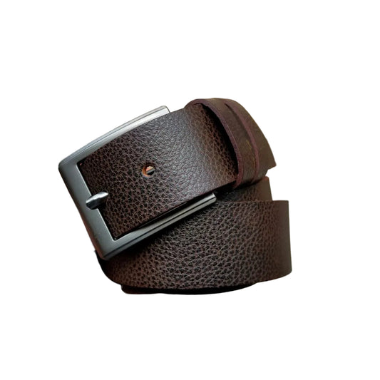 Textured Leather Belt Dark Brown