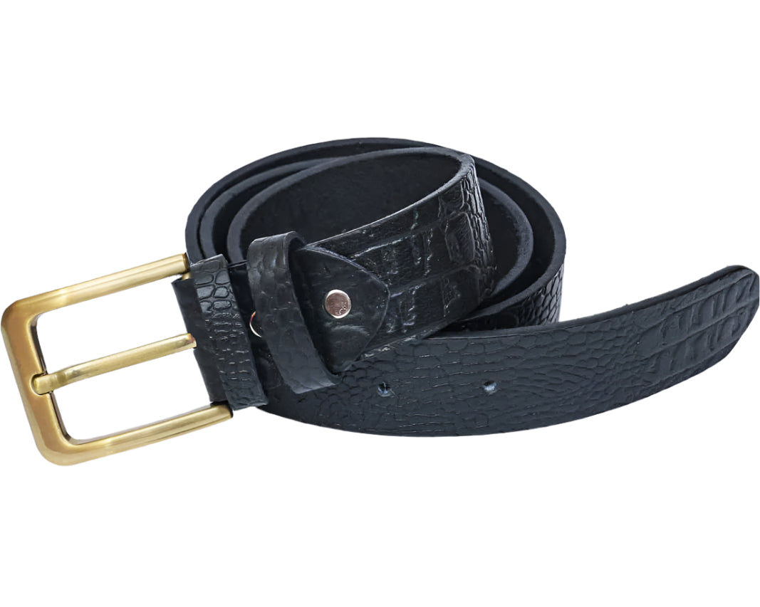 Leather Belt Textured Black