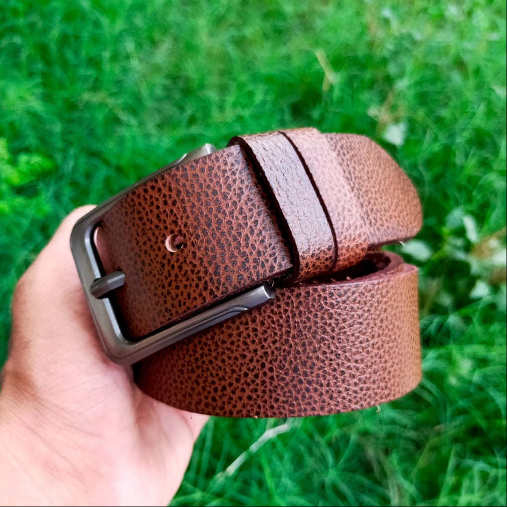 Textured Leather Belt Brown
