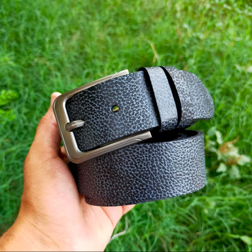 Textured Black Leather Belt