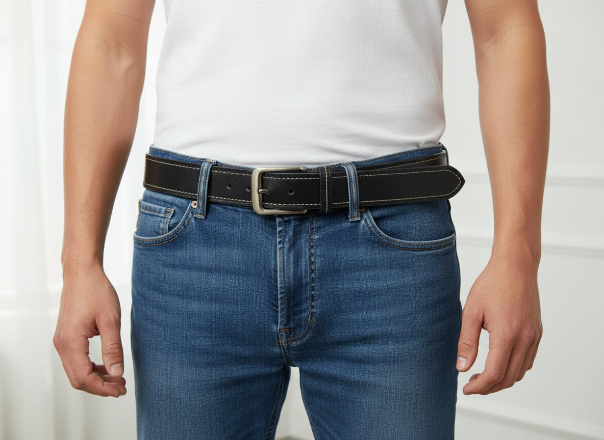 Premium Black Leather Belt