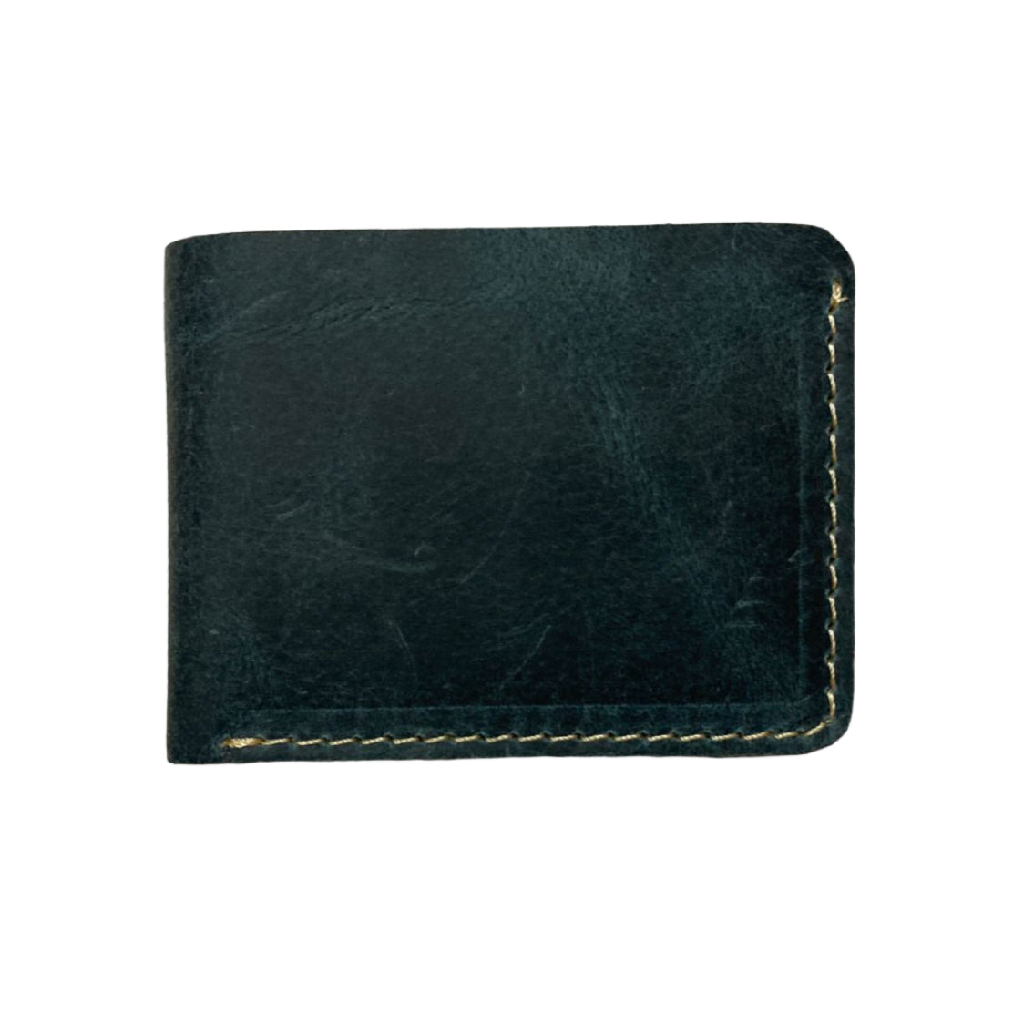 Leather Wallet Slim Bifold Design with Coin Pocket - Teal Blue