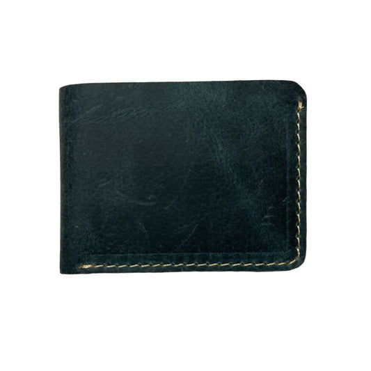 Leather Wallet Slim Bifold Design with Coin Pocket - Teal Blue