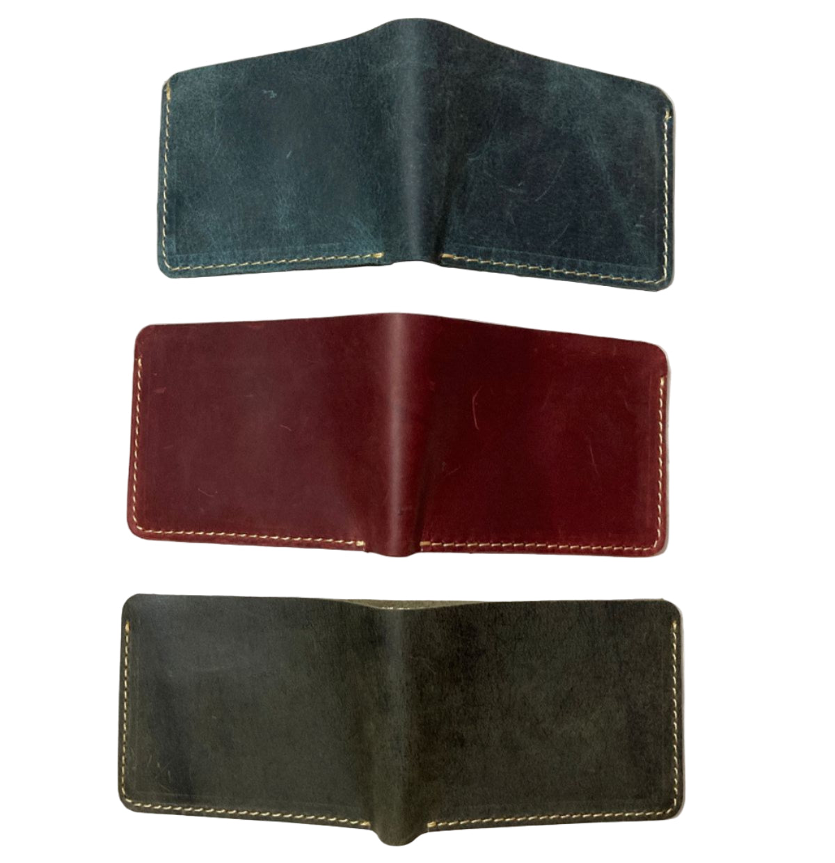 Leather Wallet Slim Bifold Design with Coin Pocket - Olive Green