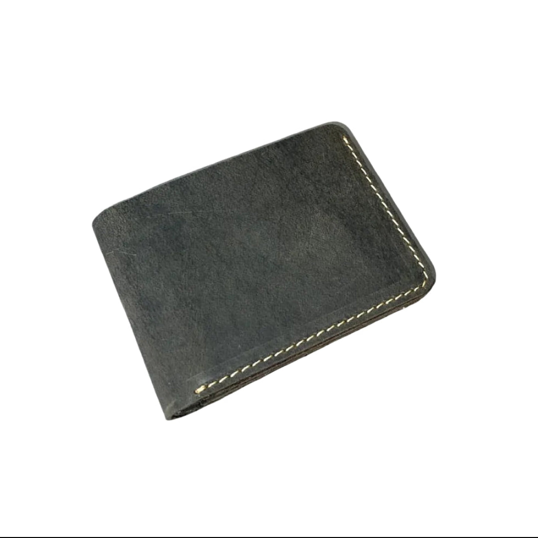 Leather Wallet Slim Bifold Design with Coin Pocket - Mahogany Red