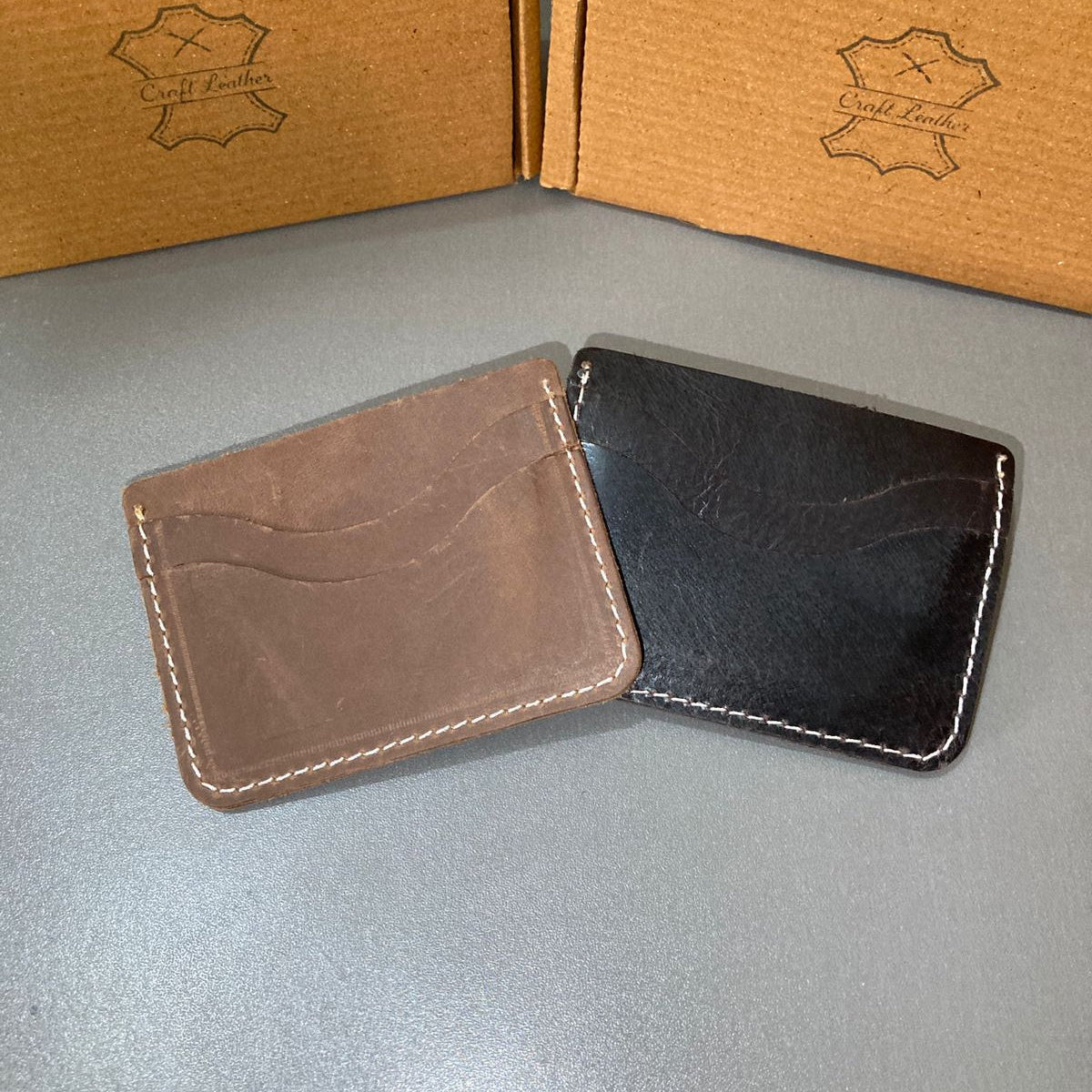 Craft Leather Black & Brown Card Holder