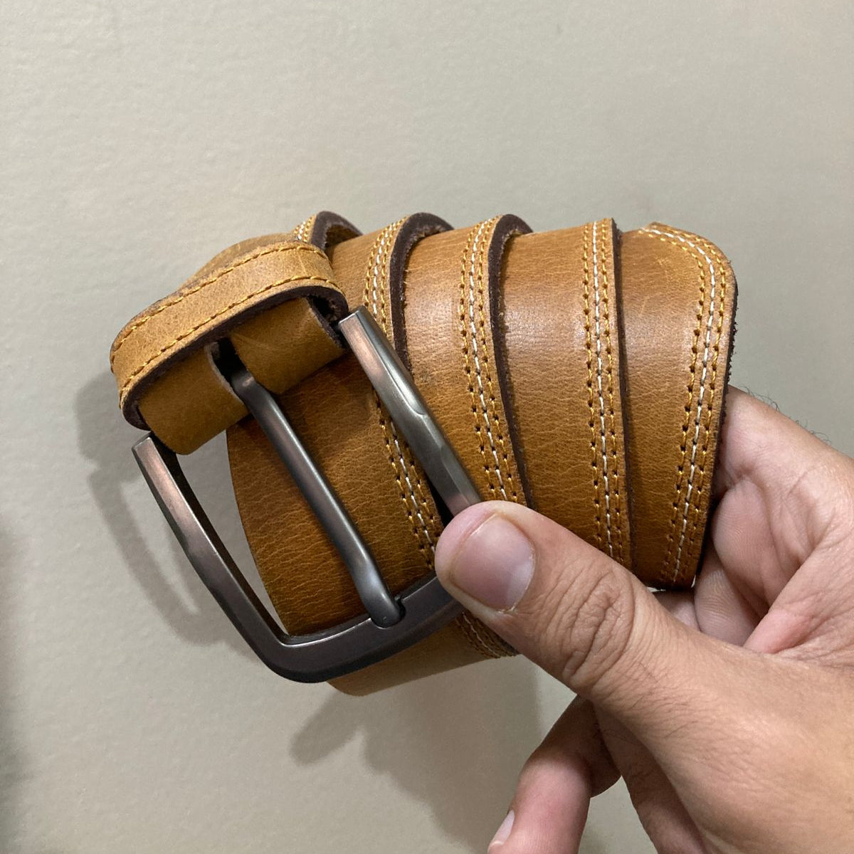 Distressed Brown Leather Belt