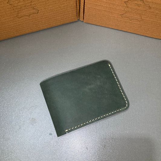 Forest Green Wallet Minimalist Genuine Leather Bifold Design