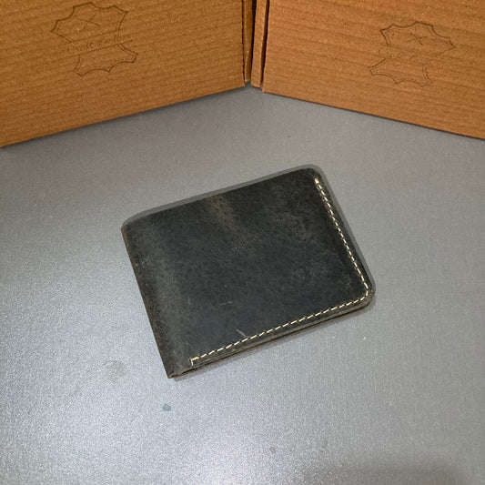Charcoal Black Wallet Minimalist Genuine Leather Bifold Design