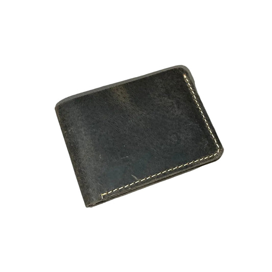 Charcoal Black Wallet Minimalist Genuine Leather Bifold Design