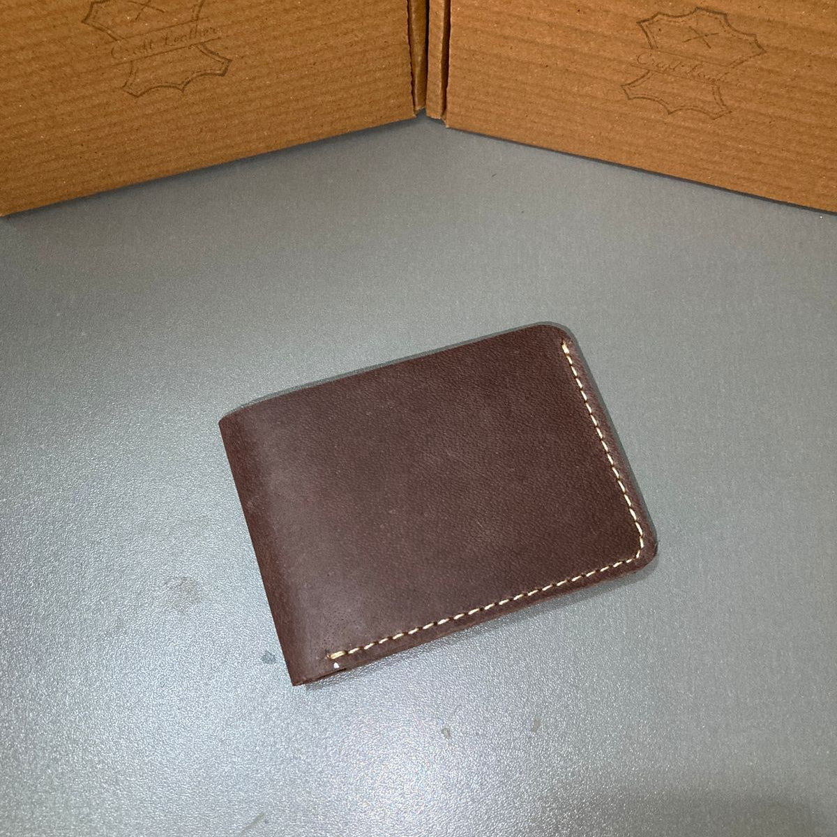 Brown Wallet Minimalist Genuine Leather Bifold Design
