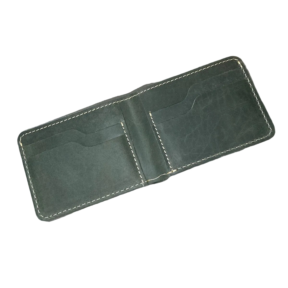Forest Green Wallet Minimalist Genuine Leather Bifold Design