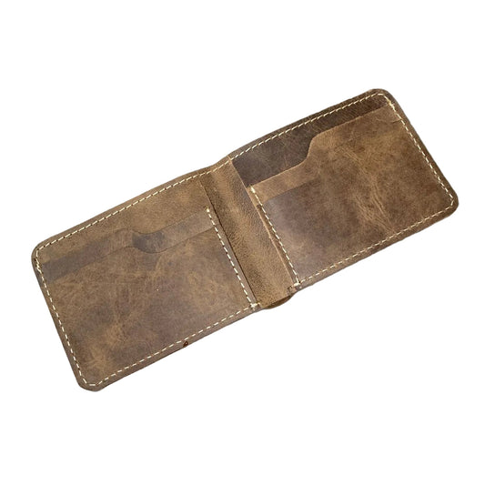Vintage Tan Wallet Minimalist Genuine Leather Bifold Design