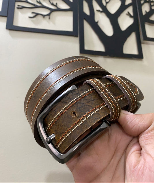 Premium Brown Textured  Leather Belt