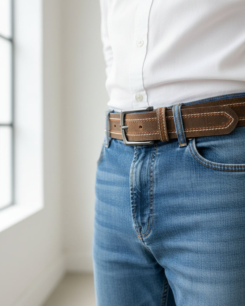 Premium Brown Textured  Leather Belt