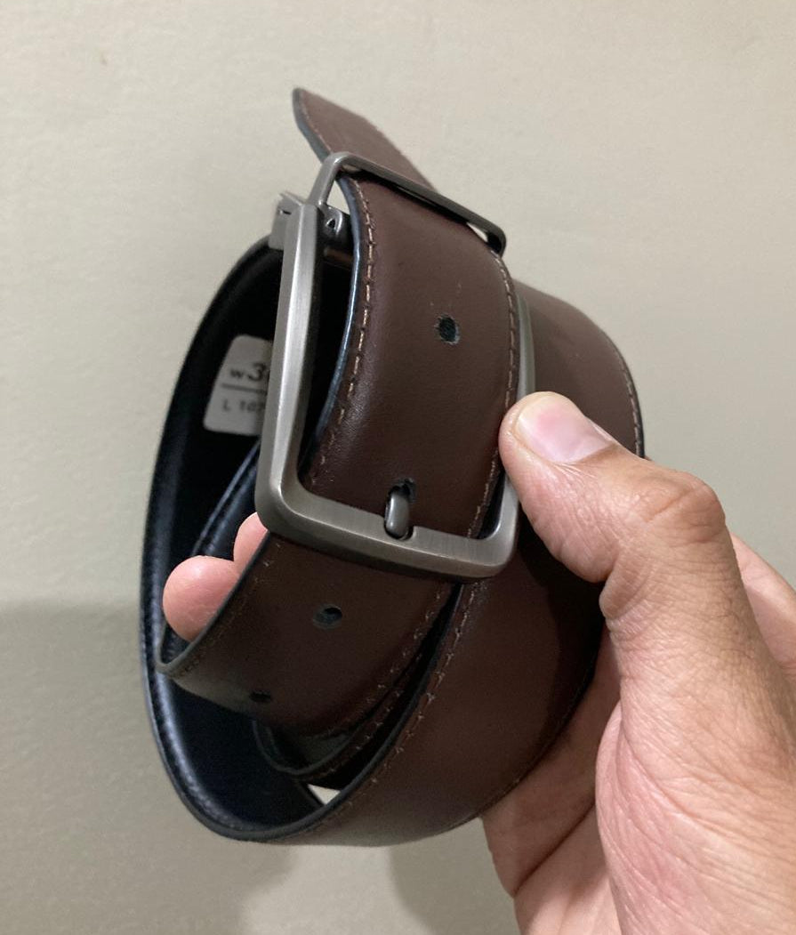 2-in-1 Double-Sided Cow Leather Belt Black & Classic Brown