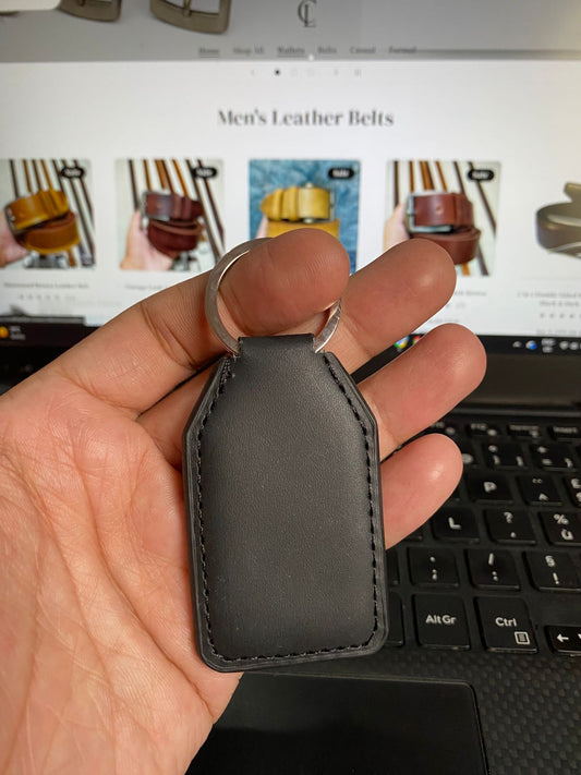 Premium Black Leather Key Ring