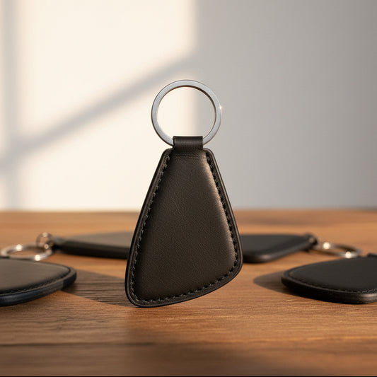 Jet Black Leather Key Ring