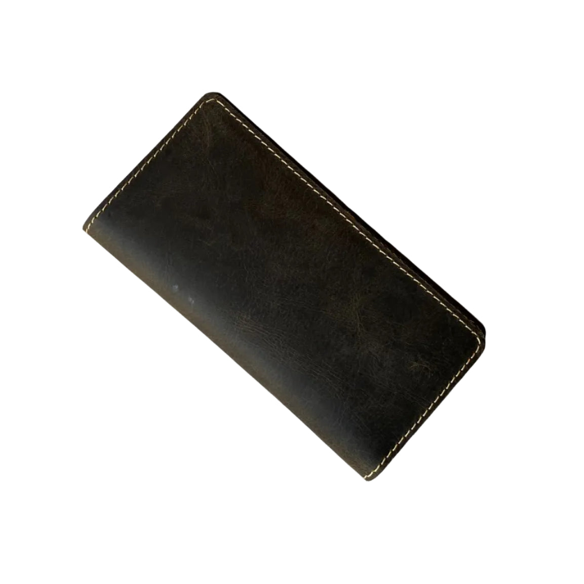 Premium Leather Long Wallet – Deep Olive
