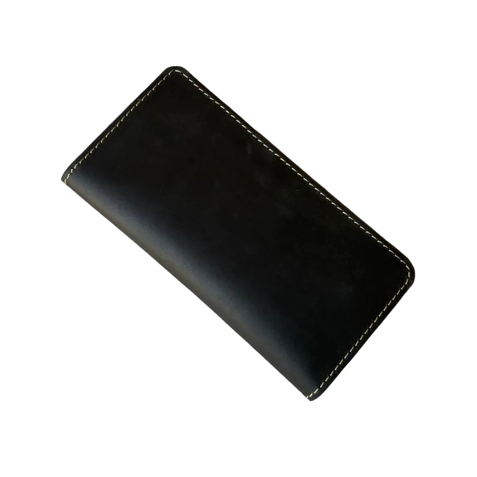 Premium Leather Long Wallet – Charcoal Grey