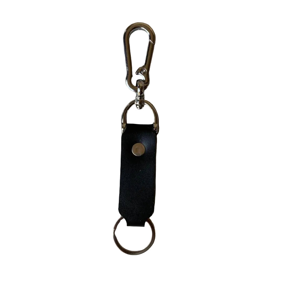 Black Premium Leather Keychain with Metal Hook