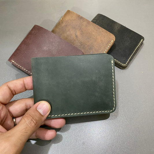 Forest Green Wallet Minimalist Genuine Leather Bifold Design
