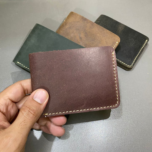 Brown Wallet Minimalist Genuine Leather Bifold Design