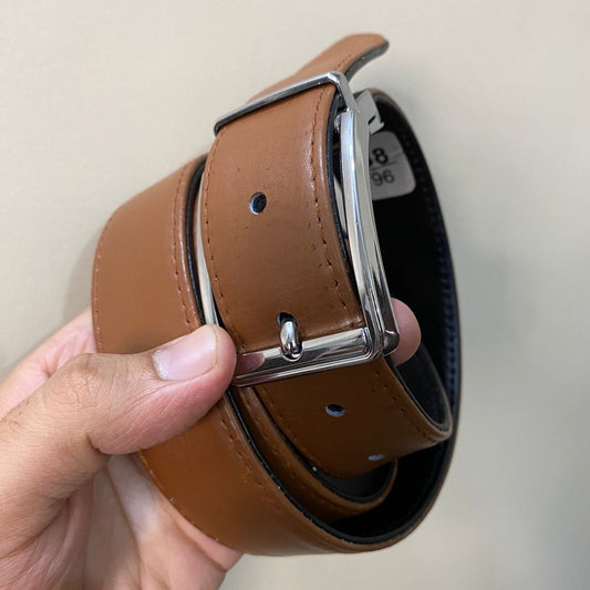 2-in-1 Reversible Cow Leather Belt Black & Tan Brown