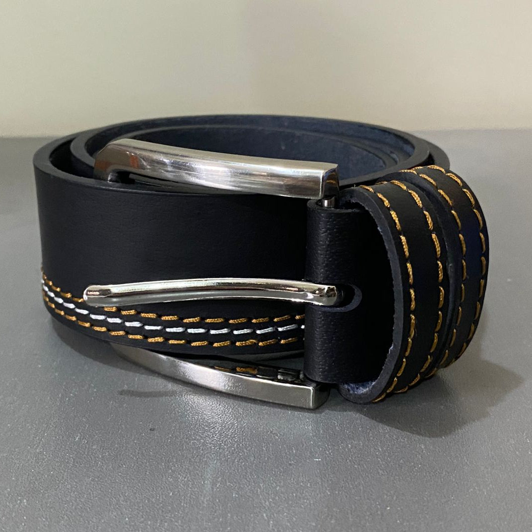 Distressed Black Premium Leather Belt