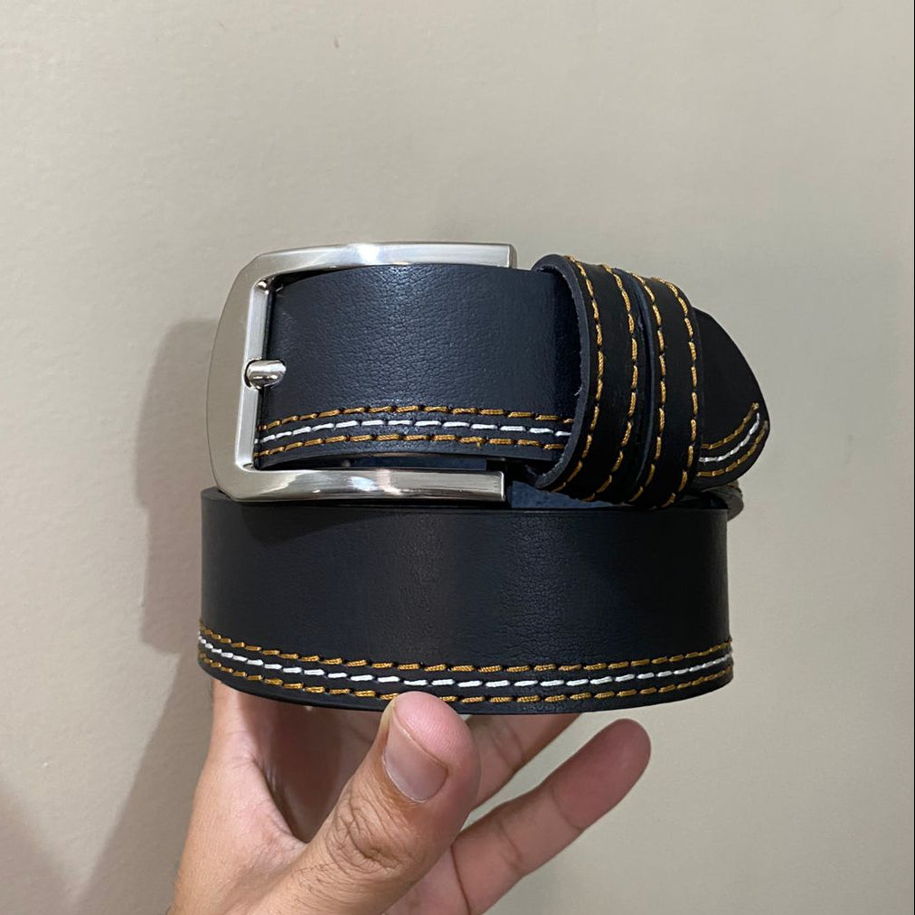 Distressed Black Premium Leather Belt