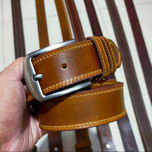 Brown Leather Belt – Minimal Design for Men's
