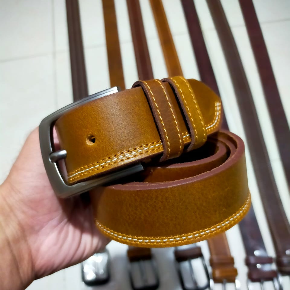 Distressed Brown Leather Belt