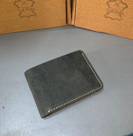 Leather Wallet Slim Bifold Design with Coin Pocket - Olive Green