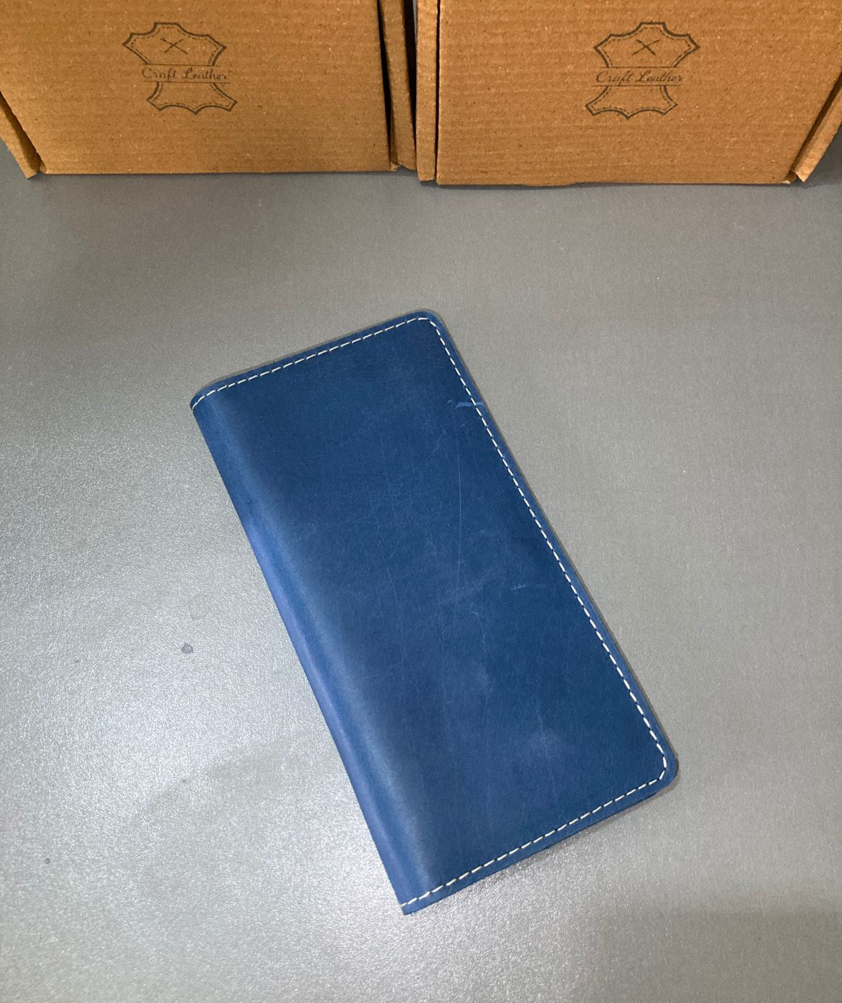 Genuine Leather Long Wallet – Royal Blue