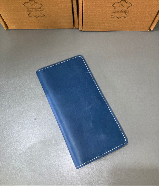 Genuine Leather Long Wallet – Royal Blue