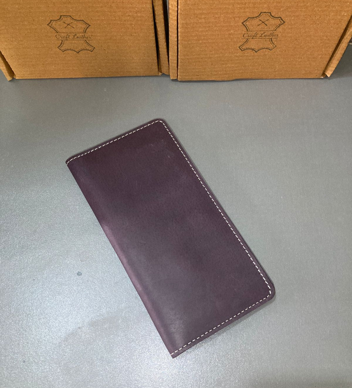 Genuine Leather Long Wallet – Deep Plum